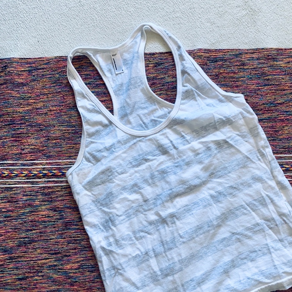 AMERICAN APPAREL • GRAY/WHITE TANK • SIZE S